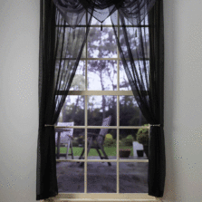 Plain Voile Black Curtain Panel & Swag Sets