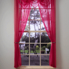 Plain Voile Fuchsia Curtain Panel & Swag Sets