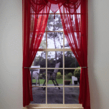 Plain Voile Red Curtain Panel & Swag Sets