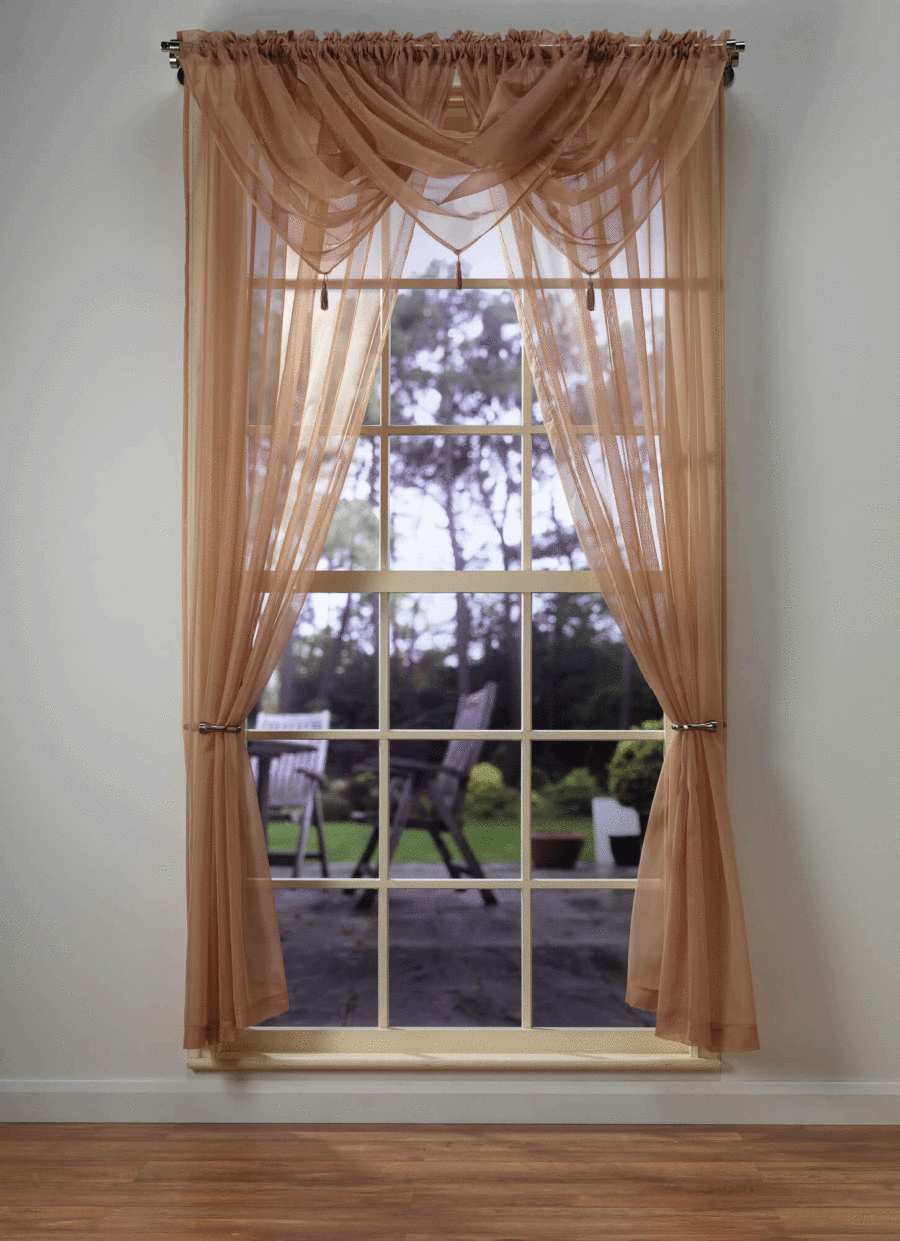 Plain Voile Sand Curtain Panel & Swag Sets