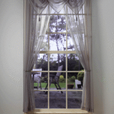 Plain Voile Silver Curtain Panel & Swag Sets