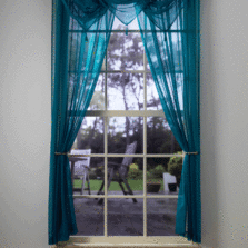 Plain Voile Teal Curtain Panel & Swag Sets