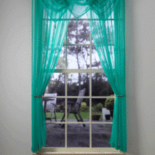 Plain Voile Tiffany Blue Curtain Panel & Swag Sets
