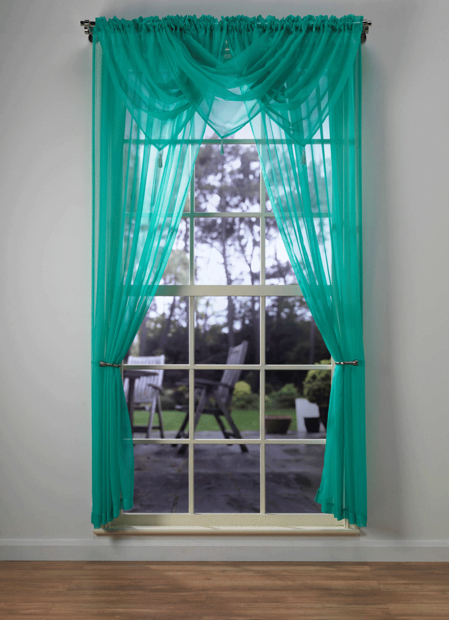 Plain Voile Tiffany Blue Curtain Panel & Swag Sets