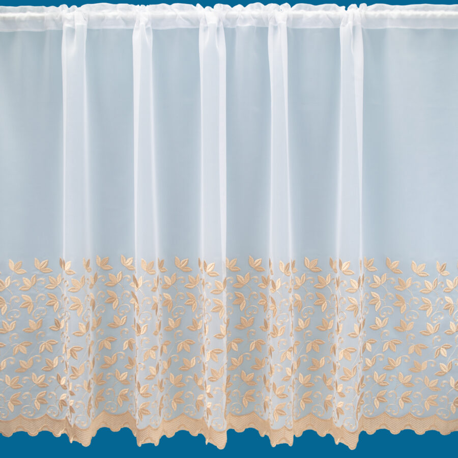 Tara Embroidered Voile Net Curtain Gold