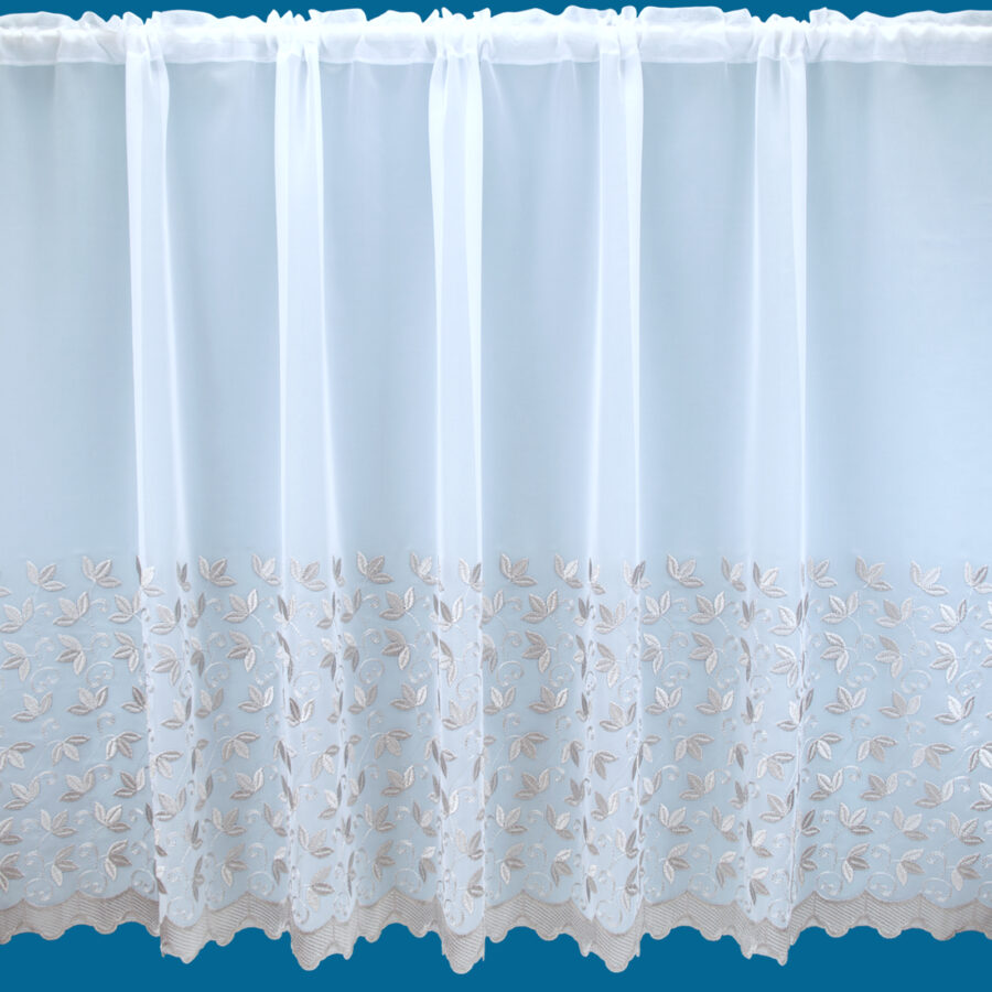 Tara Embroidered Voile Net Curtain Silver Grey