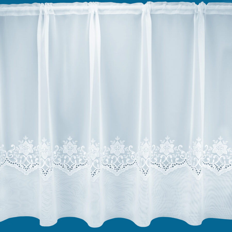 Eva White Embroidered Voile Curtain