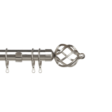 Pristine Cage 25-28mm Satin Silver Extendable Curtain Pole 120-210cm