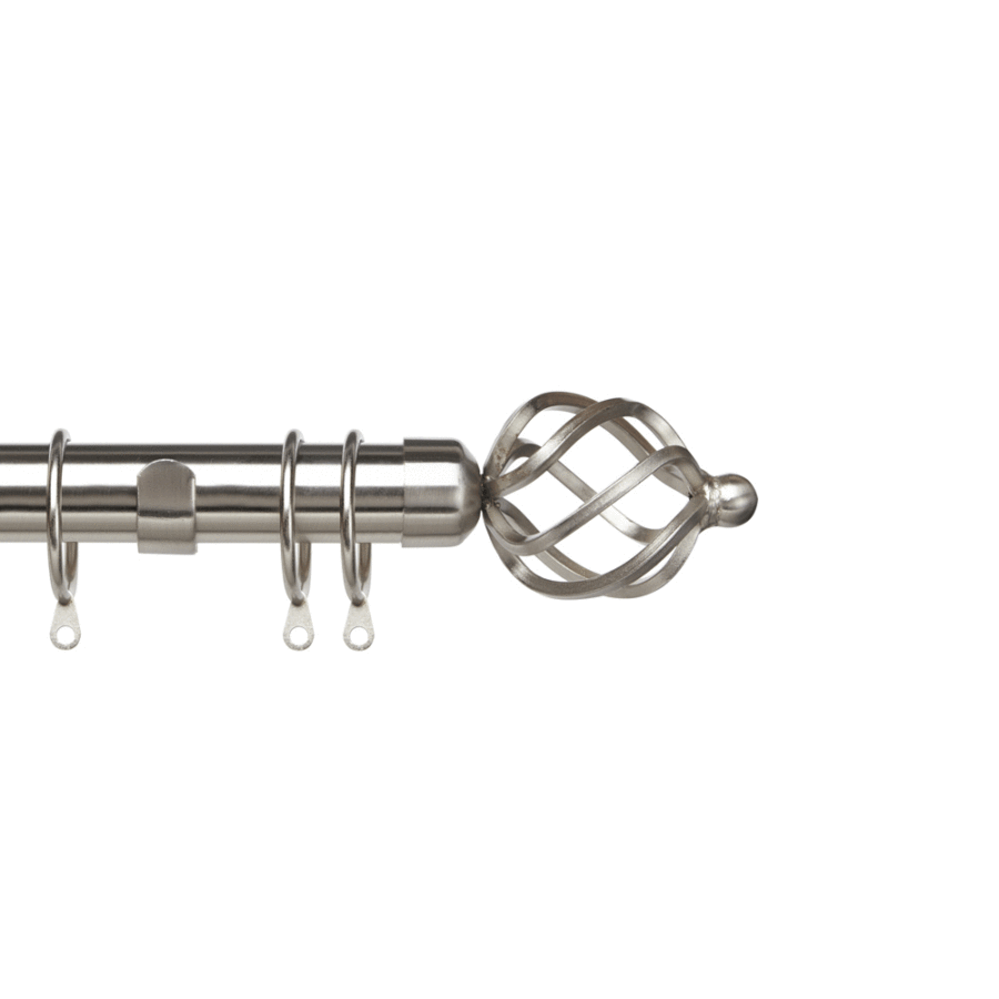Pristine Cage 25-28mm Satin Silver Extendable Curtain Pole 120-210cm