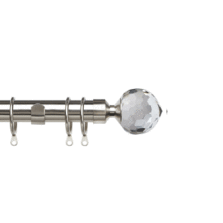 Pristine Crystal 25-28mm Satin Silver Extendable Curtain Pole 120-210cm