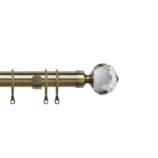 Pristine Crystal 25-28mm Antique Brass Extendable Curtain Pole 120-210cm