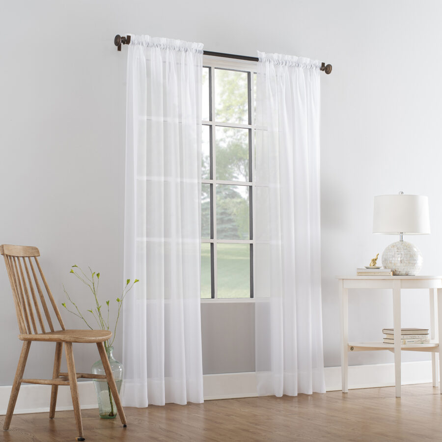 Plain Slot Top Voile Panel White