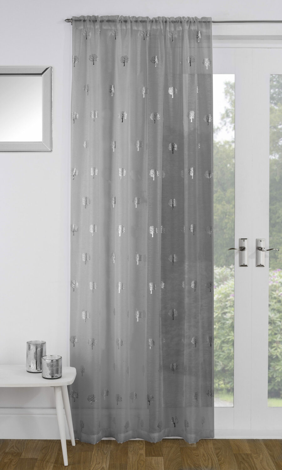 Oak Tree Slot Top Voile Panel Grey