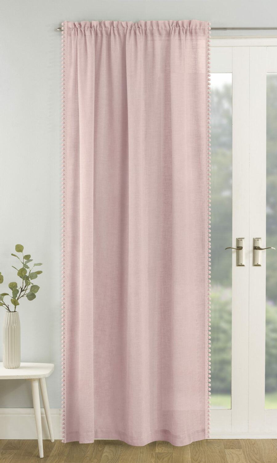 Pom Pom Slot Top Voile Panel Blush Pink