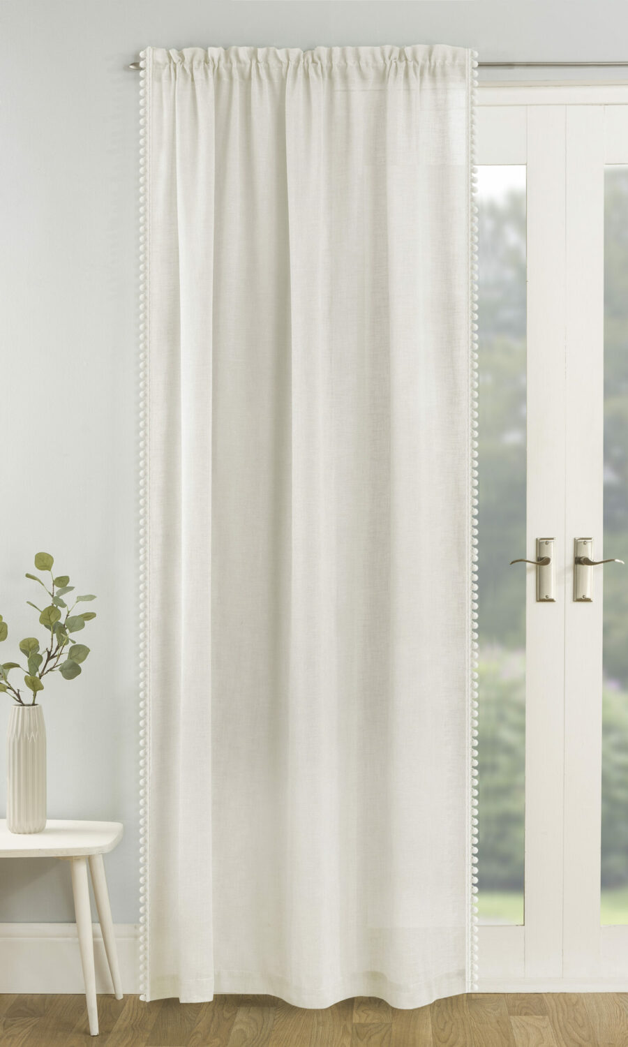 Pom Pom Slot Top Voile Panel Cream