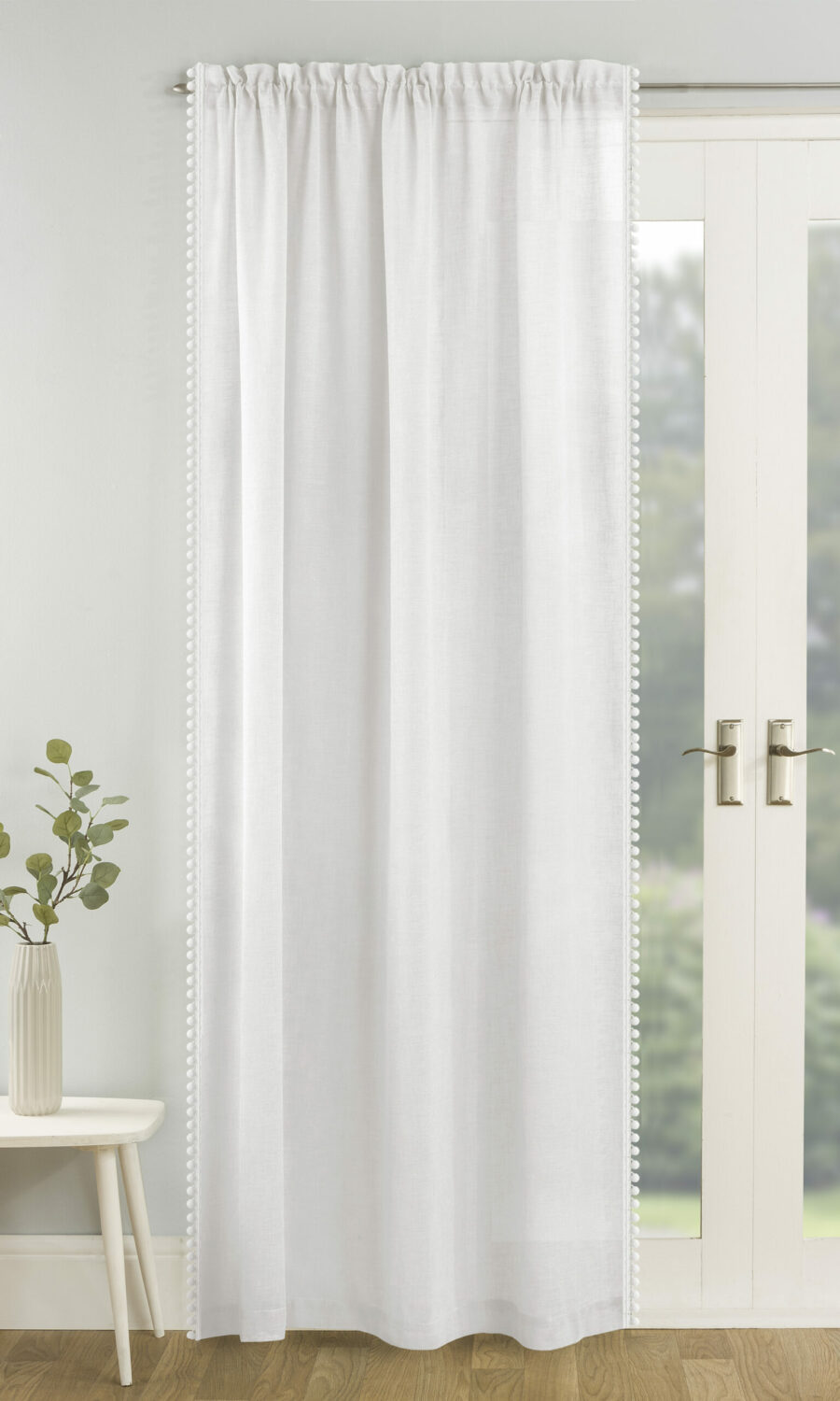 Pom Pom Slot Top Voile Panel White