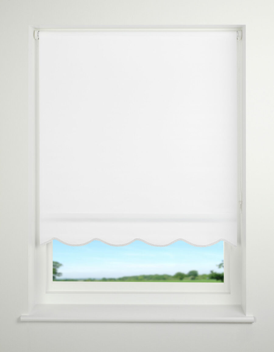 Plain Scalloped Daylight Roller Blind White