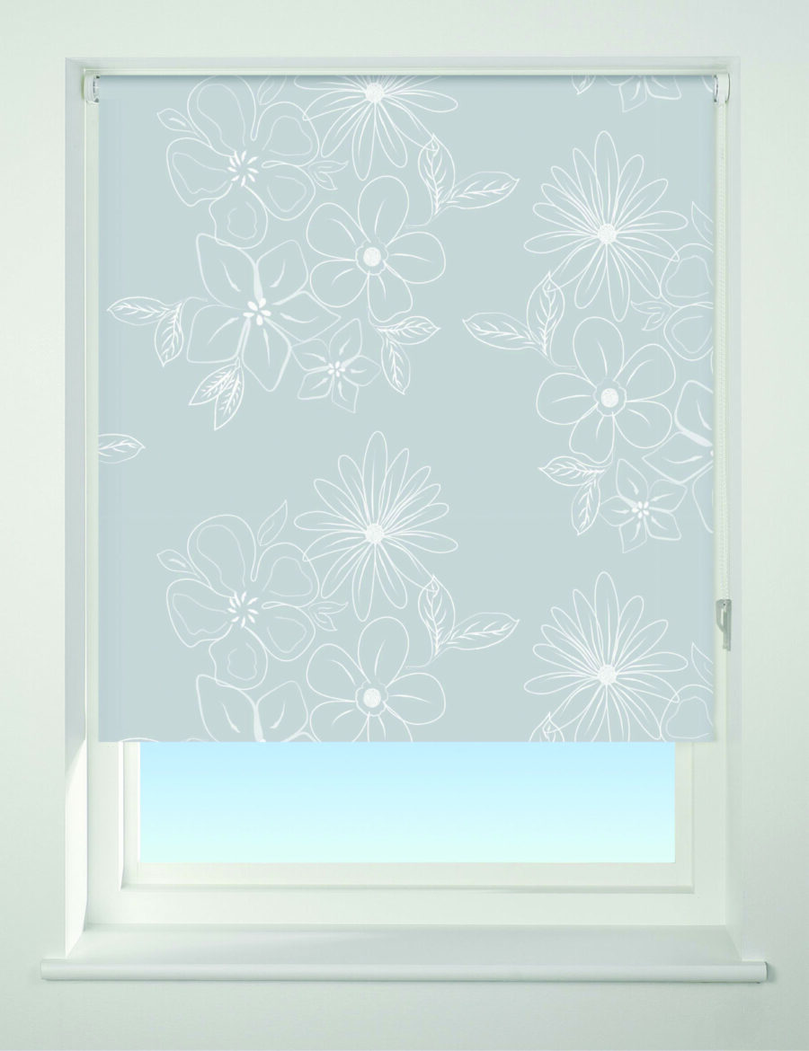 Floral Cluster Blackout Roller Blind Grey
