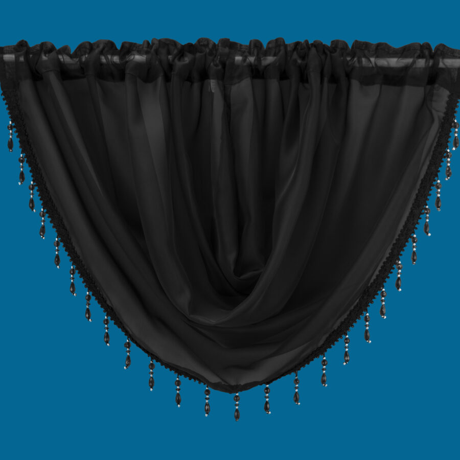 Plain Voile Beaded Swag Black