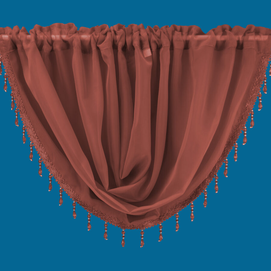 Plain Voile Beaded Swag Coral