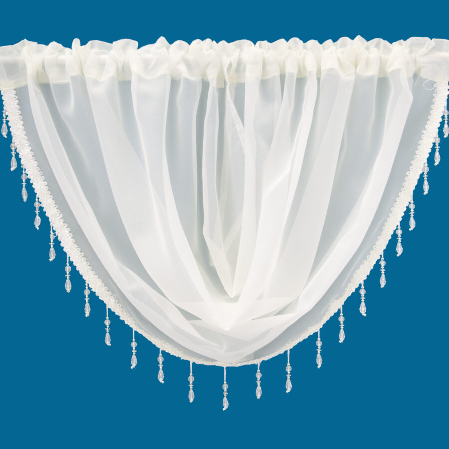 Plain Voile Beaded Swag Cream