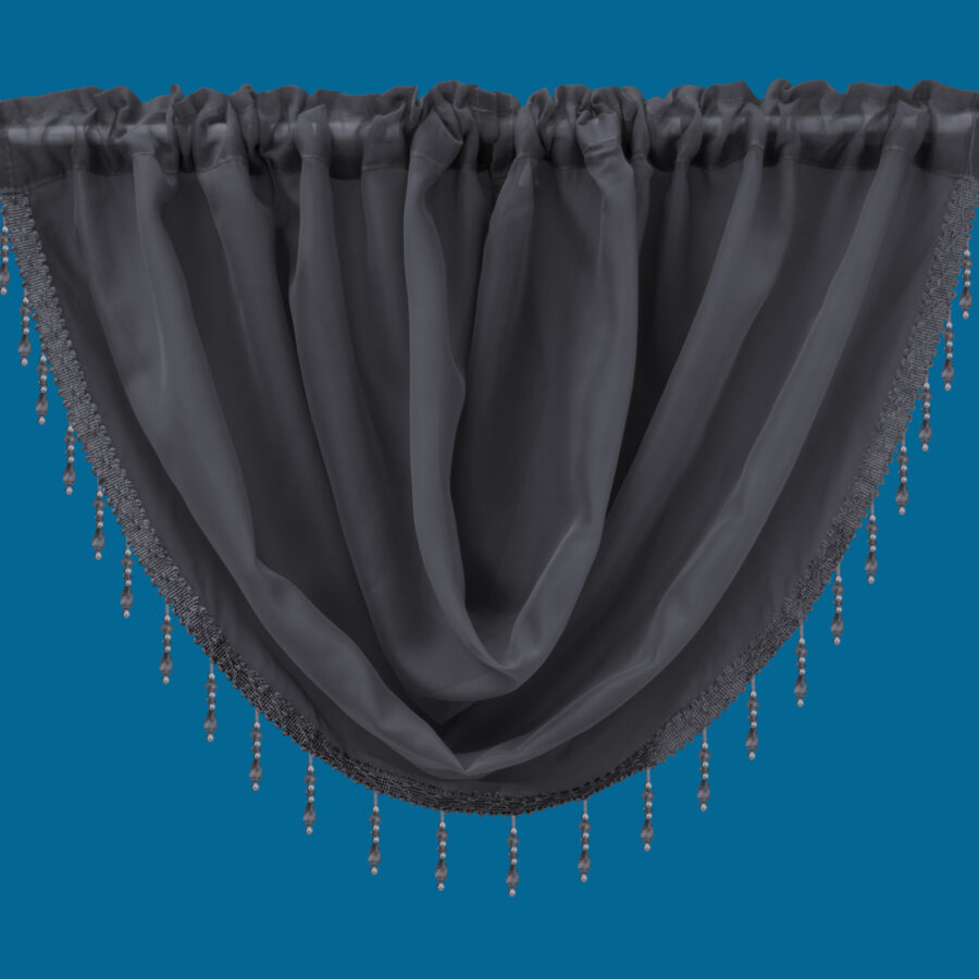 Plain Voile Beaded Swag Grey