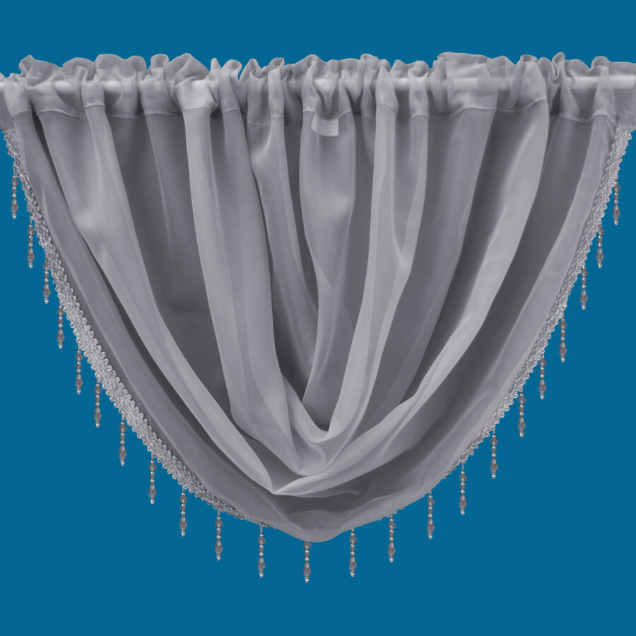 Plain Voile Beaded Swag Silver