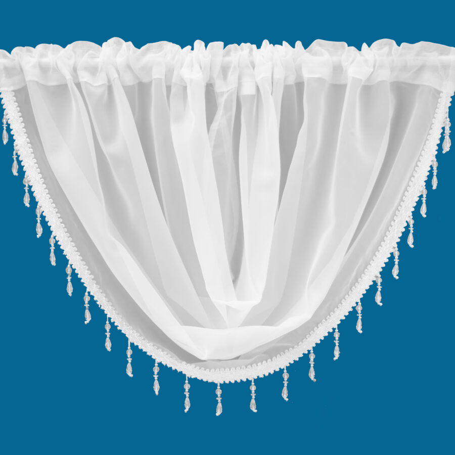 Plain Voile Beaded Swag White
