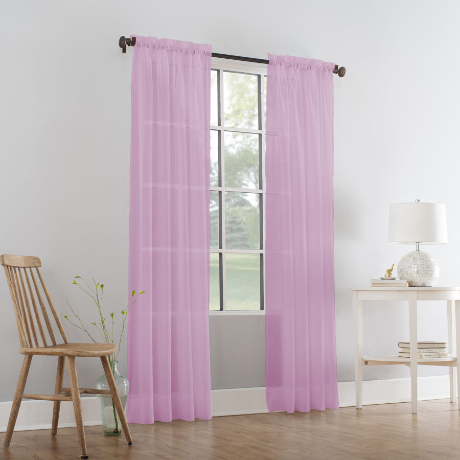 Plain Slot Top Voile Panel Blush Pink
