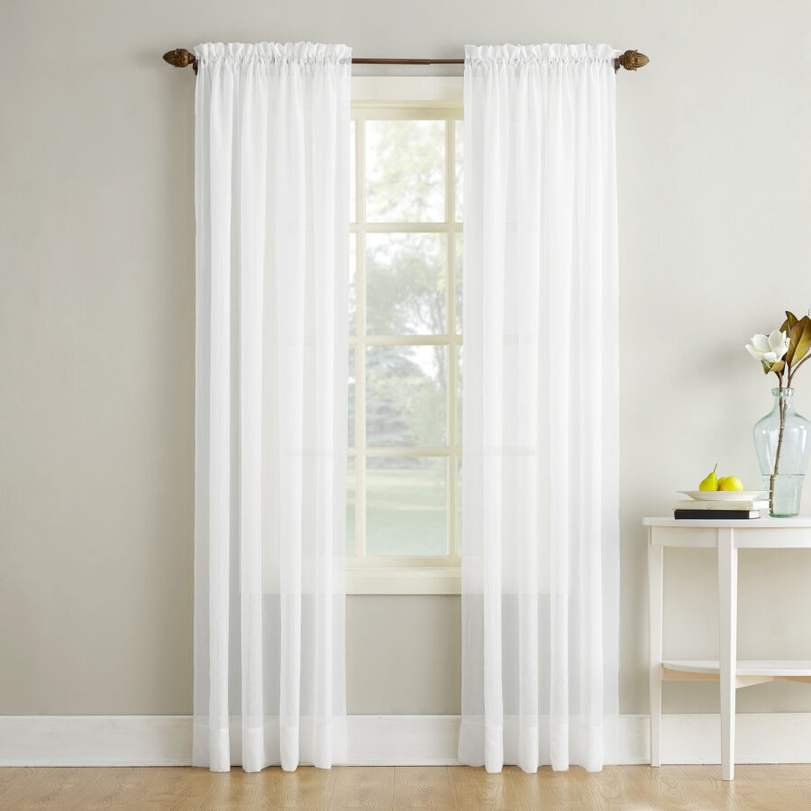 Crushed Slot Top Voile Panel White