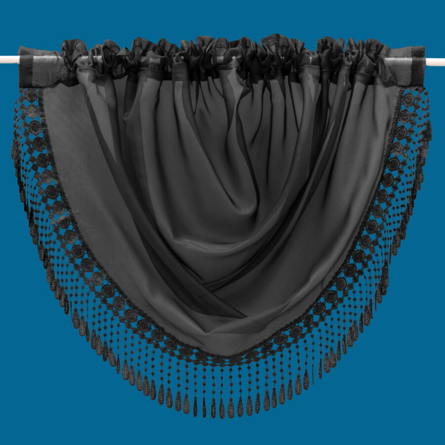 Plain Voile Macrame Lace Swag Black