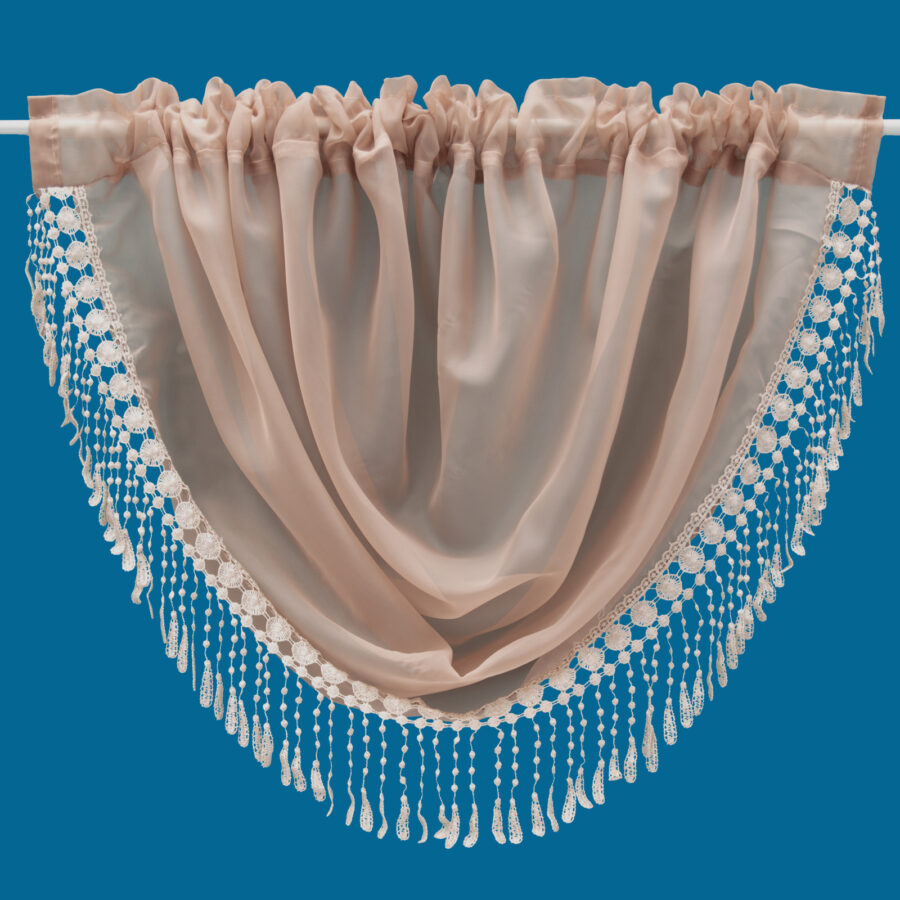 Plain Voile Macrame Lace Swag Latte