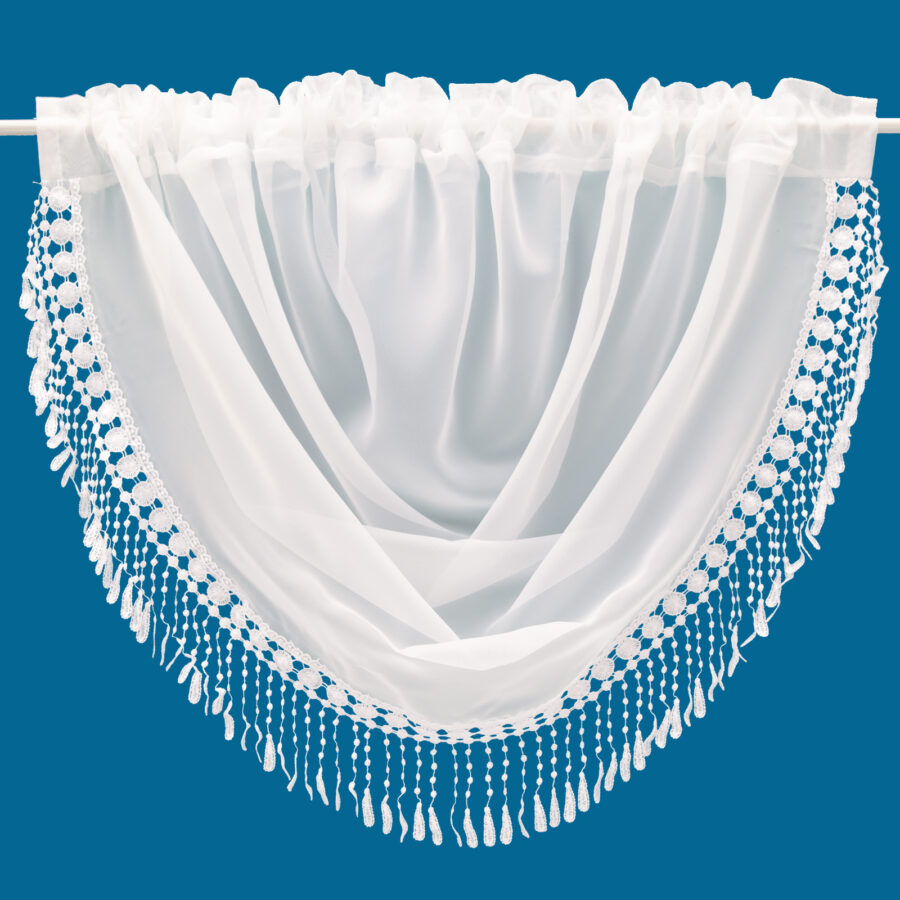 Plain Voile Macrame Lace Swag White