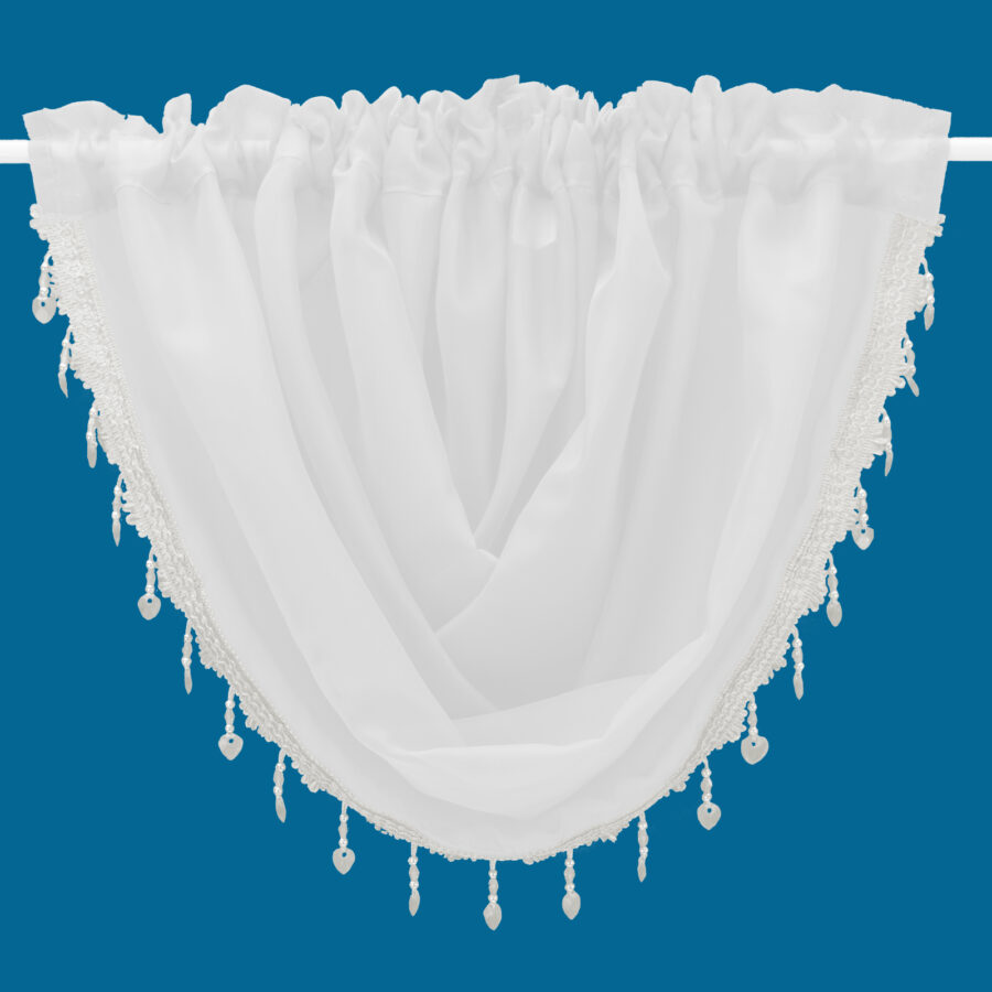 Plain Voile Crystal Bead Swag Cream