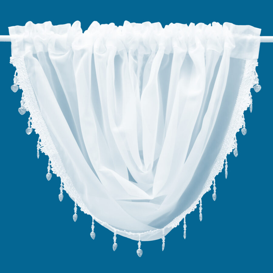 Plain Voile Crystal Bead Swag White