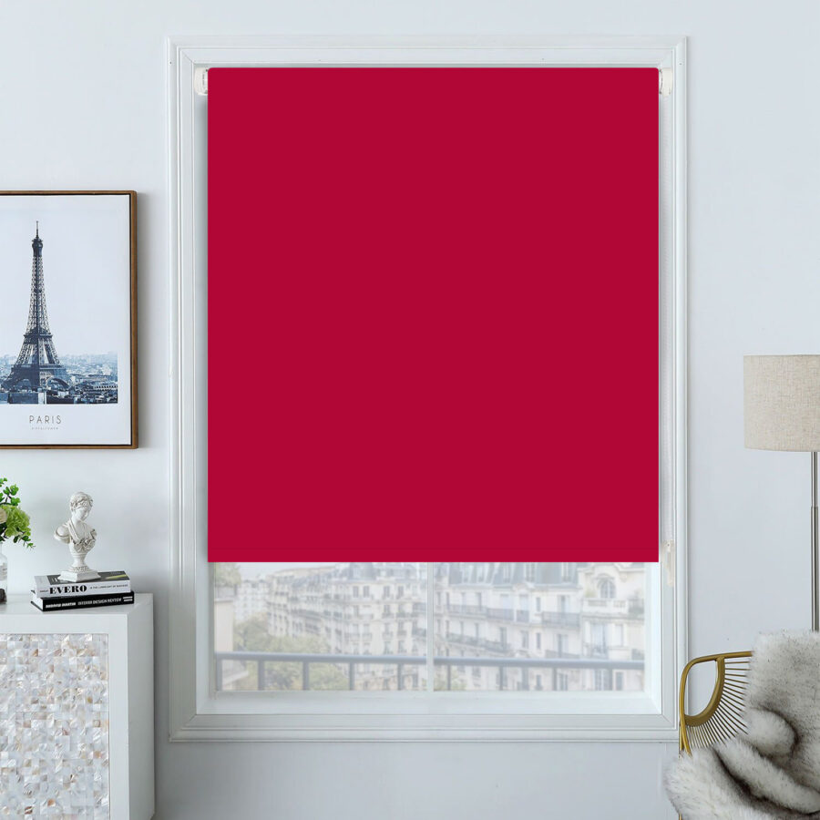 Plain Blackout Roller Blind Postbox Red