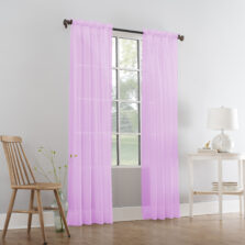 Plain Slot Top Voile Panel Rose