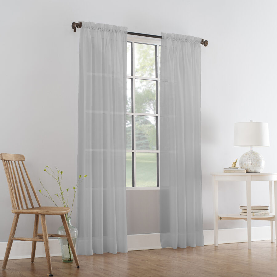 Plain Slot Top Voile Panel Silver