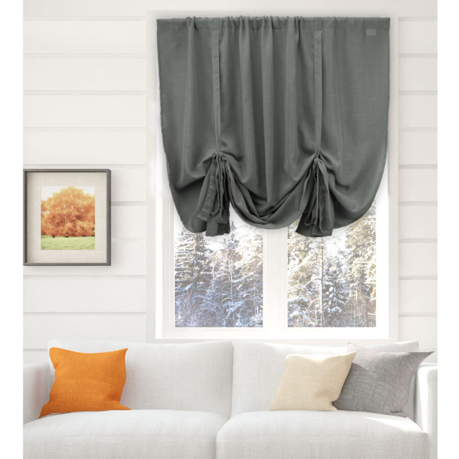 Plain Textured Voile Tie Blind Grey