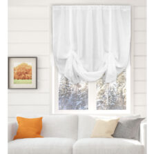 White Textured Voile Tie Blind