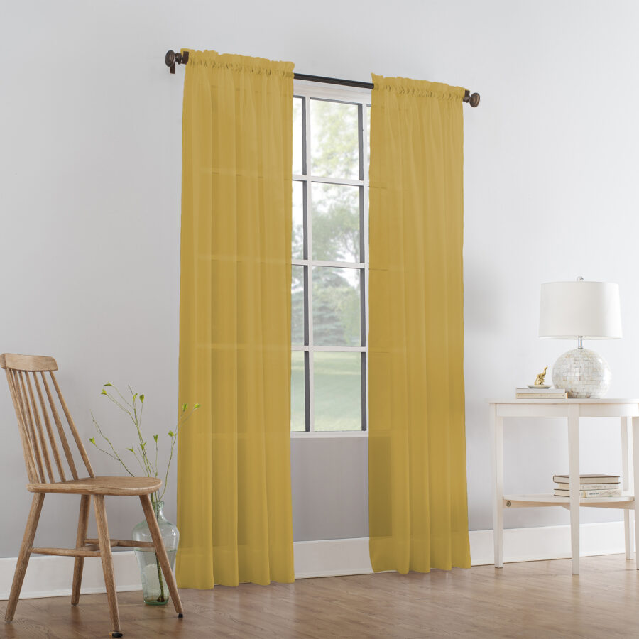 Plain Slot Top Voile Panel Gold