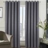 Barbados Grey Eyelet Blockout Ready Made Curtains - Image 2