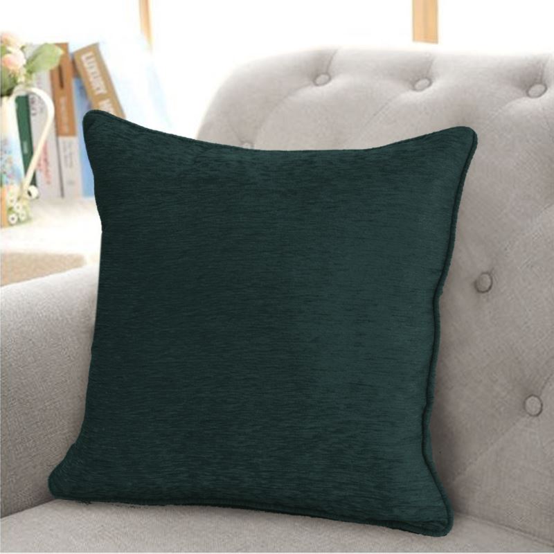 Crete Chenille Dark Green Cushion Cover - NetCurtains.co.uk