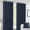Crete Chenille Navy Lined Blackout Eyelet Curtains - Image 2