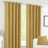 Crete Chenille Ochre Lined Blackout Eyelet Curtains - Image 2