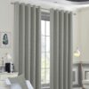 Dotty Grey Eyelet Blackout Ready Made Curtains - Image 2