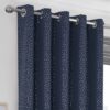 Dotty Navy Eyelet Blackout Ready Made Curtains - Image 3