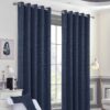Dotty Navy Eyelet Blackout Ready Made Curtains - Image 2