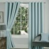 Harriet Blue Eyelet Blackout Ready Made Curtains - Image 2
