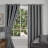 Harriet Grey Eyelet Blackout Ready Made Curtains - Image 2